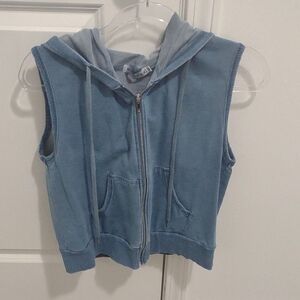 Kids Denim Blue Sleeveless Vest with Hoodie
